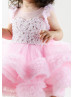 Pink Pearls Embellished Ruffle Tulle Flower Girl Dress